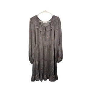 Carly Jean Los Angeles Tiered Dress Gray Floral Size Medium Boho Prairie